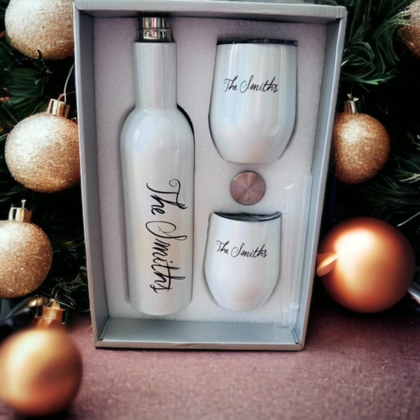 HALF PRICE- Christmas personalised insulated wine set