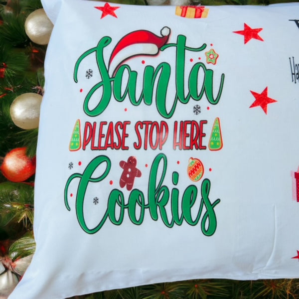 Santa 'Please stop here' pillowcase