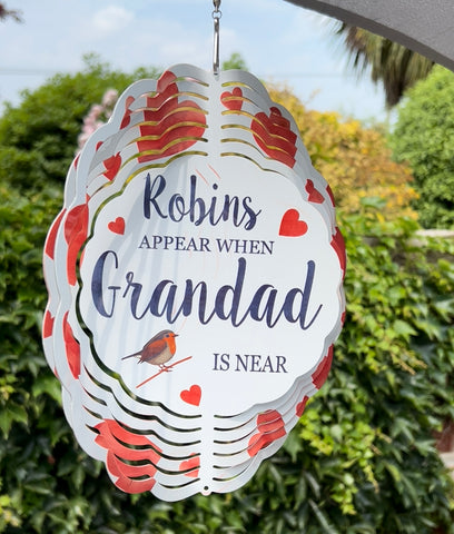 Robins appear Wind spinner - personalised garden decor