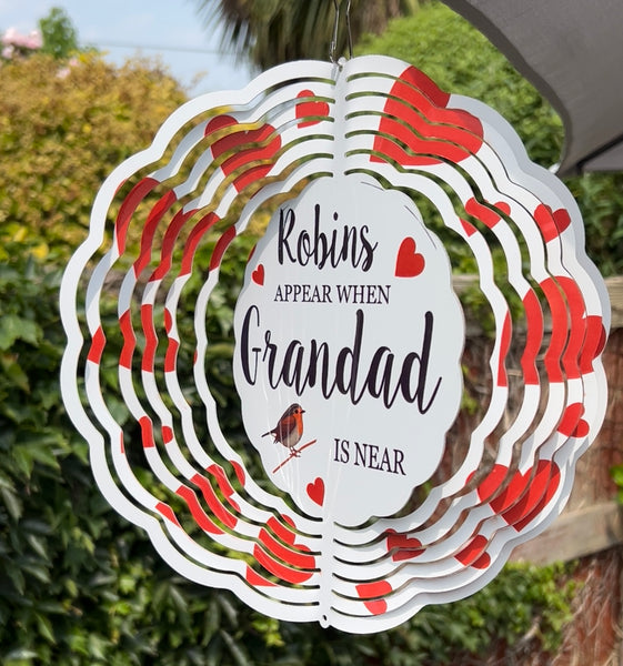 Robins appear Wind spinner - personalised garden decor