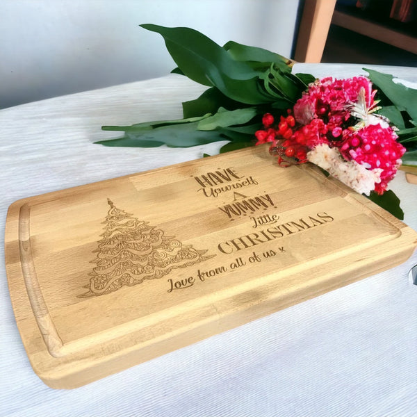 Beech chopping board Christmas design