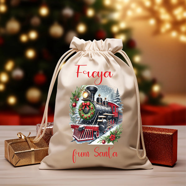 Polar Express design, personalised Santa sacks