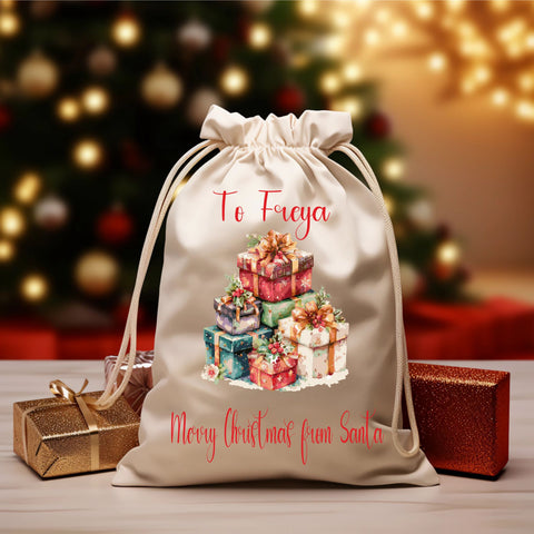 Beautiful linen style Santa sack designs for all the family