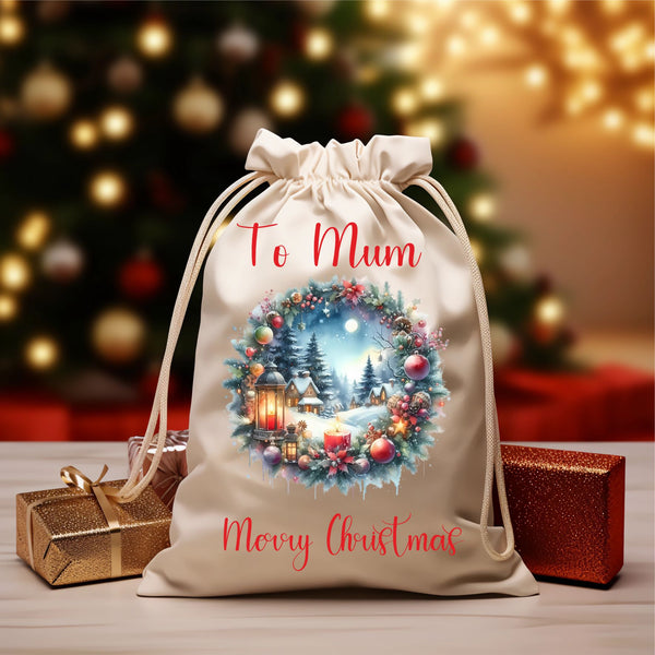 Beautiful linen style Santa sack designs for all the family