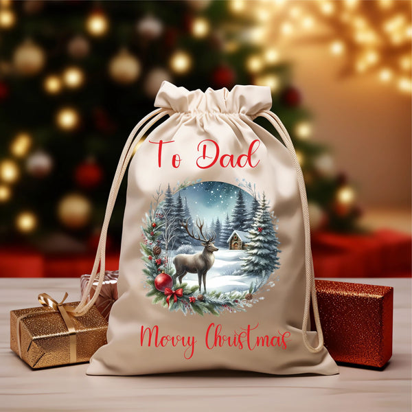 Beautiful linen style Santa sack designs for all the family
