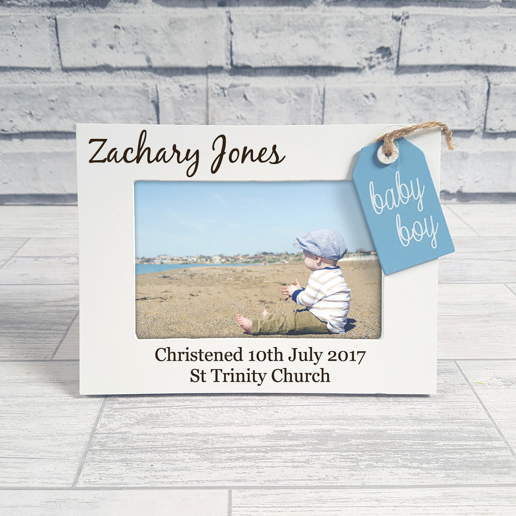 Engraved Wooden Baby Boy Frame