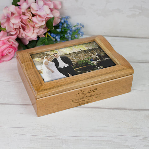 Jewellery Box - solid oak - with Photo Lid