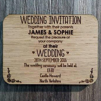 Wedding Rectangle Invite - wooden