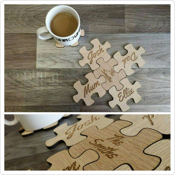 Puzzle Coasters - wooden engraved coasters