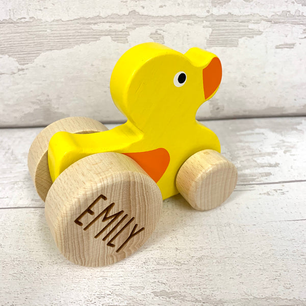 Duck - push along wooden personalised duck