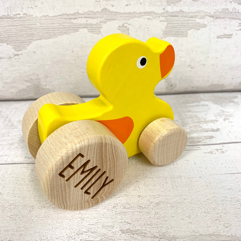 Duck - push along wooden personalised duck