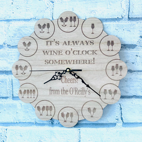 It’s always wine o’clock - personalised clock
