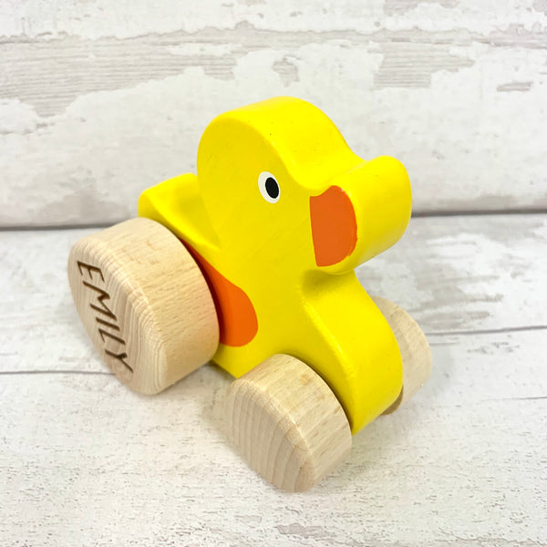 Duck - push along wooden personalised duck