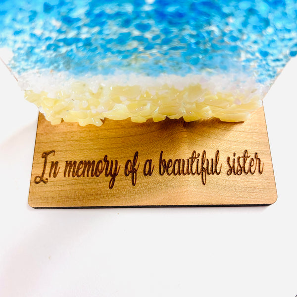Fused glass tea light holders - beach scene