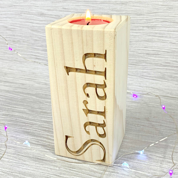 Tea light holder - wooden