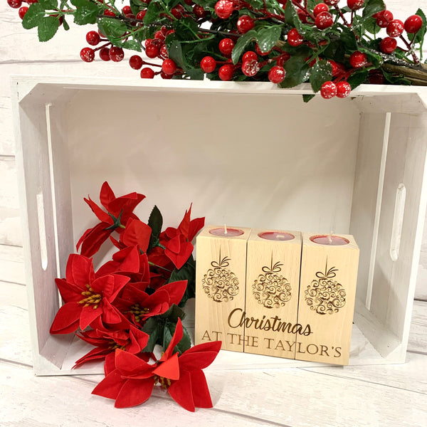 Tea light candle set of three Christmas design