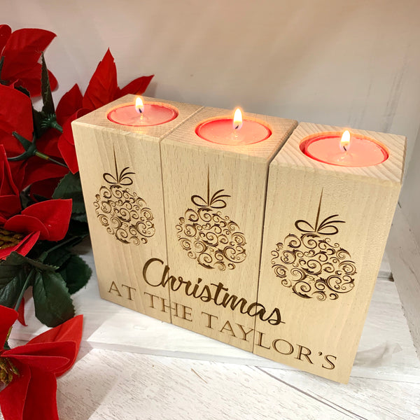 Tea light candle set of three Christmas design