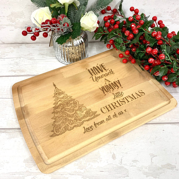 Beech chopping board Christmas design