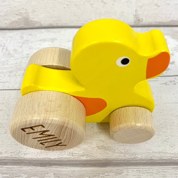 Duck - push along wooden personalised duck