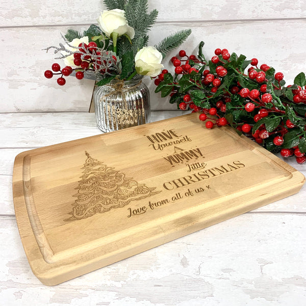 Beech chopping board Christmas design