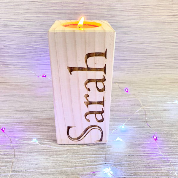 Tea light holder - wooden