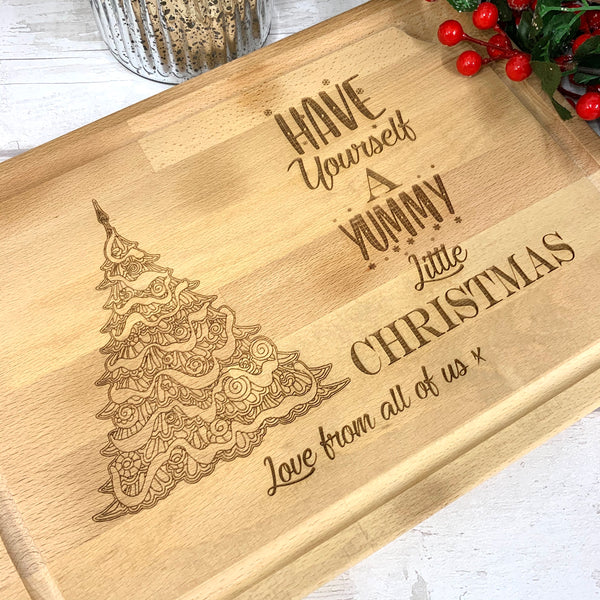 Beech chopping board Christmas design