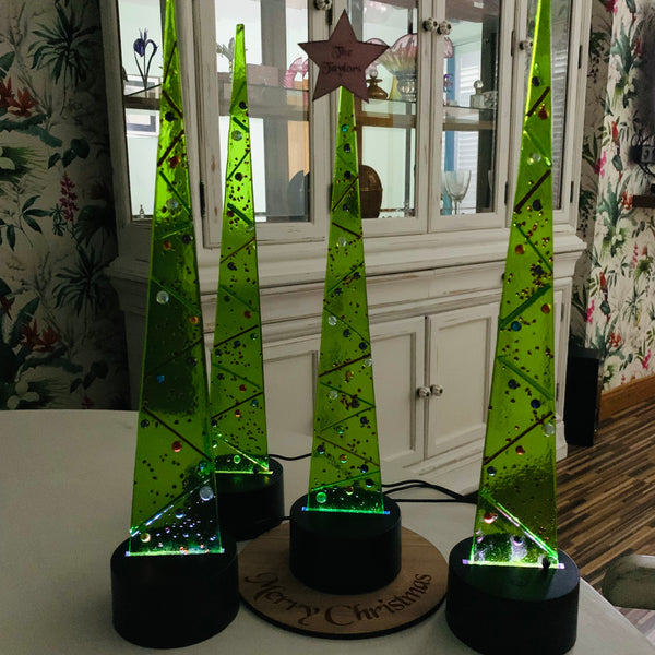 Handmade, fused glass, light up, Christmas tree