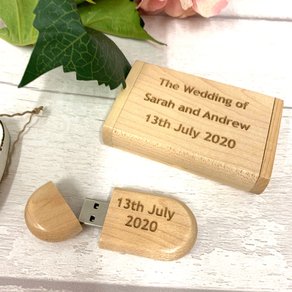 Wedding gift personalised USB and gift box