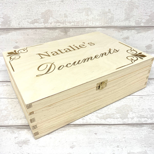 Document Case - A4 Laser Engraved Personalised Wooden Box